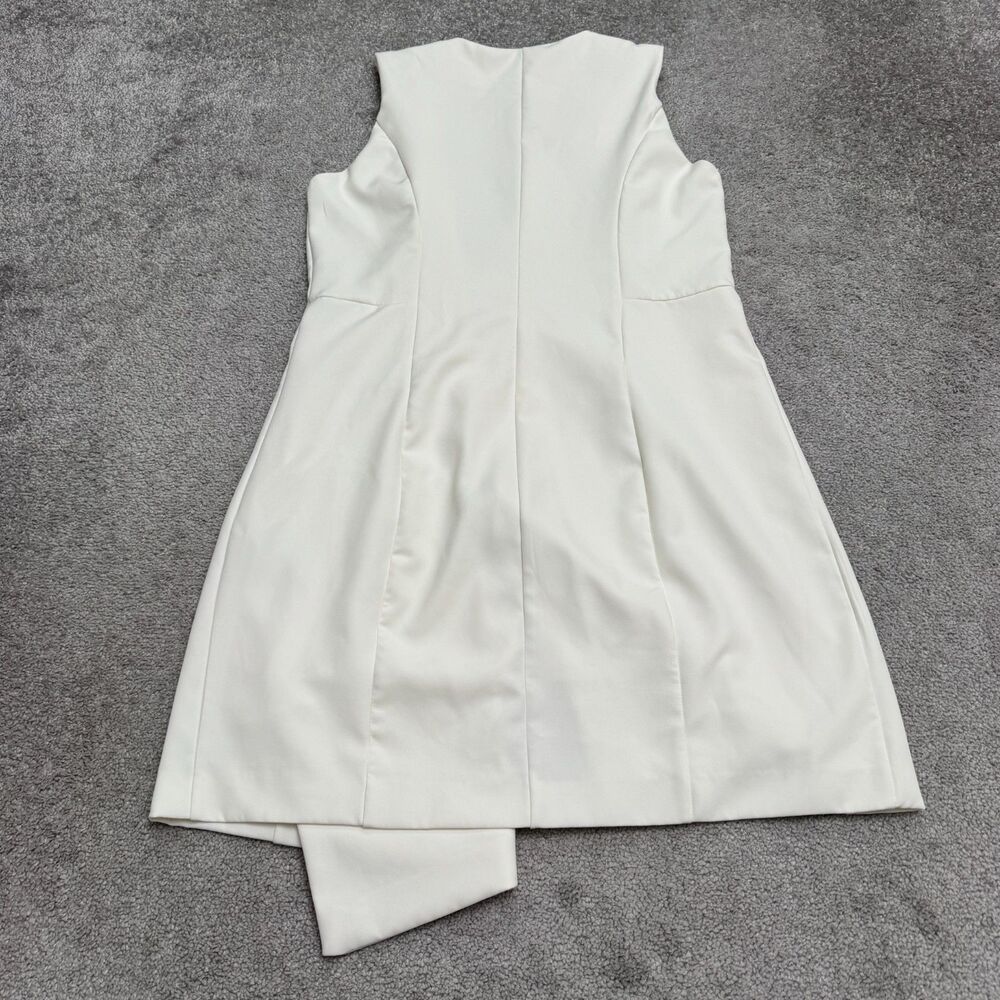 BeBe Asymmetrical Vest Mini Dress Womens Small Ivory Gold Button Sleeveless - Picture 2 of 16